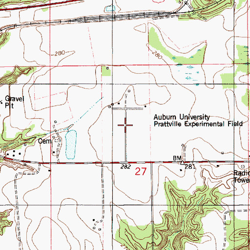 Topographic Map of Auburn University Prattville Experimental Field, AL
