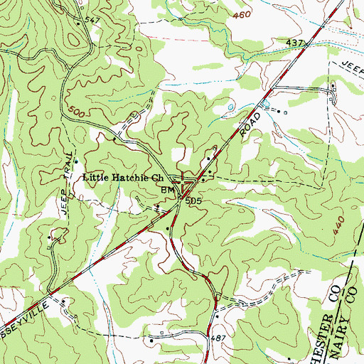 Topographic Map of Little Hatchie Cemetery, TN