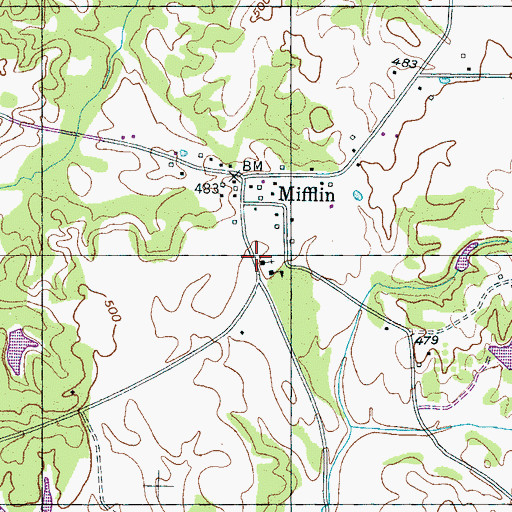 Topographic Map of Mifflin Cemetery, TN