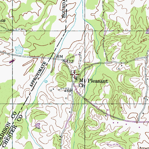 Topographic Map of Mount Pleasant Cemetery, TN