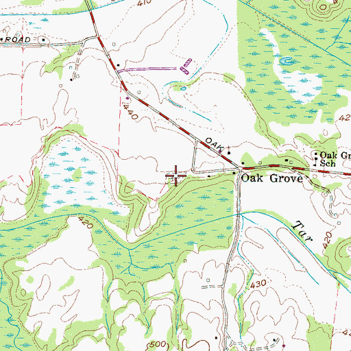 Topographic Map of Oak Grove Cemetery, TN
