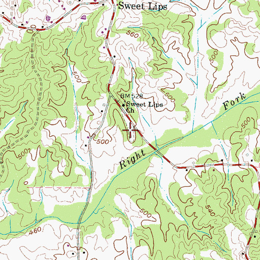 Topographic Map of Sweetlips Cemetery, TN