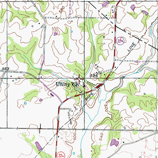 Topographic Map of Unity Cemetery, TN