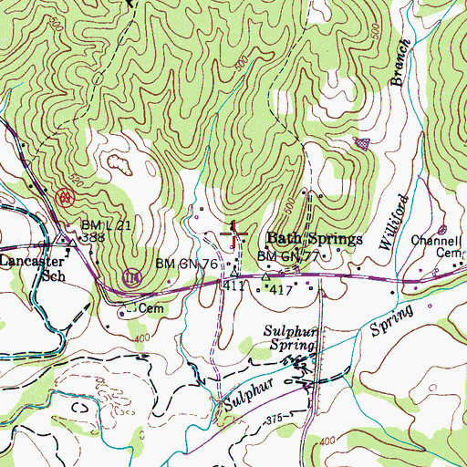 Topographic Map of Bath Springs Baptist Church, TN