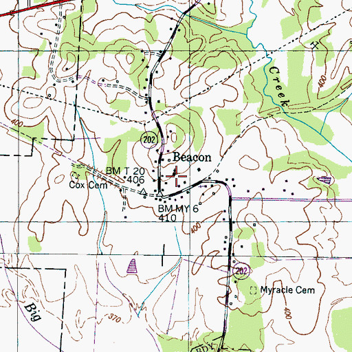 Topographic Map of Beacon Cumberland Presbyterian Church (historical), TN