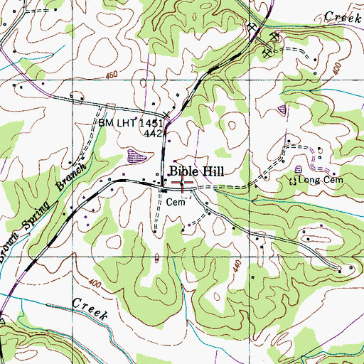 Topographic Map of Bible Hill Baptist Church, TN