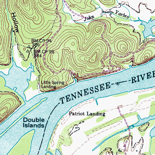 Topographic Map of Buckeys Landing, TN