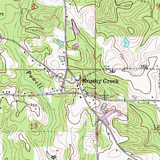 Topographic Map of Brushy Creek School (historical), AL