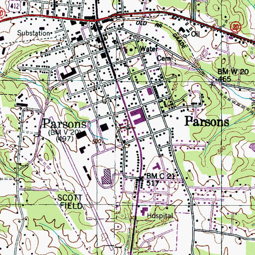 Topographic Map of First United Pentecostal Church, TN
