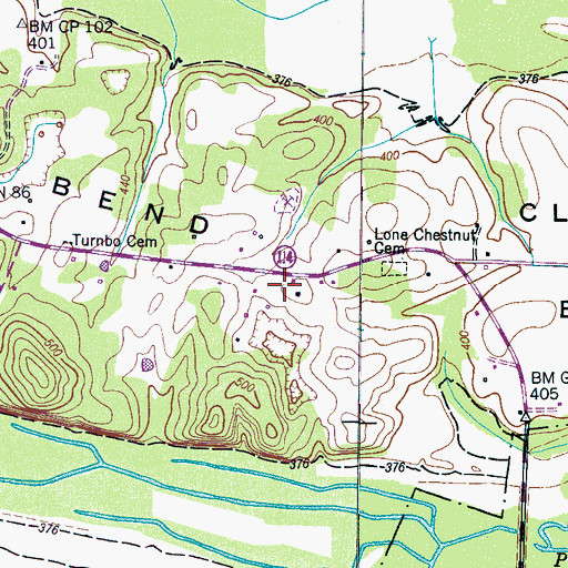 Topographic Map of Lone Chestnut Baptist Church, TN