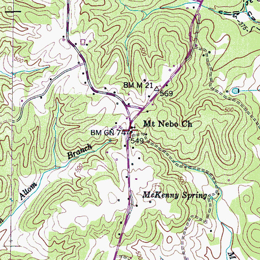 Topographic Map of Mount Nebo School (historical), TN