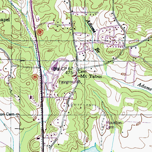 Topographic Map of Mount Tabor Pentecostal Church, TN