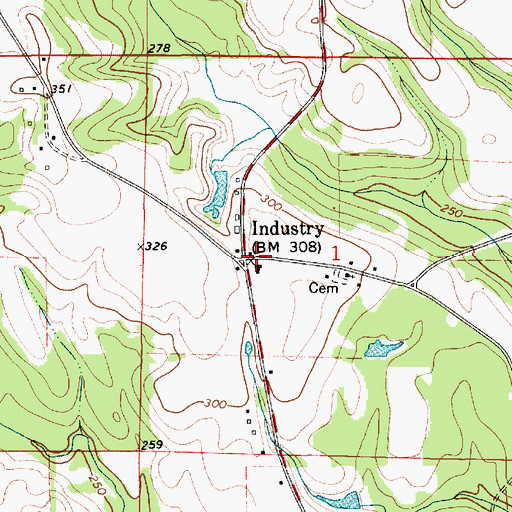 Topographic Map of Industry School, AL