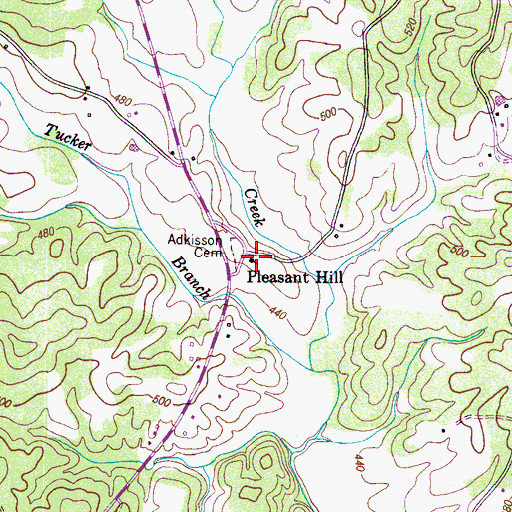 Topographic Map of Pleasant Hill United Methodist Church, TN