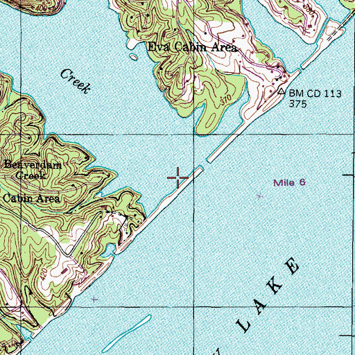 Topographic Map of Beaverdam Valley, TN