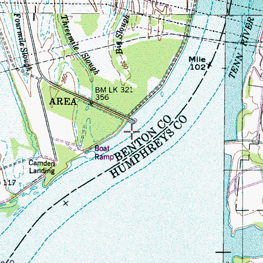 Topographic Map of Cooleys Landing (historical), TN