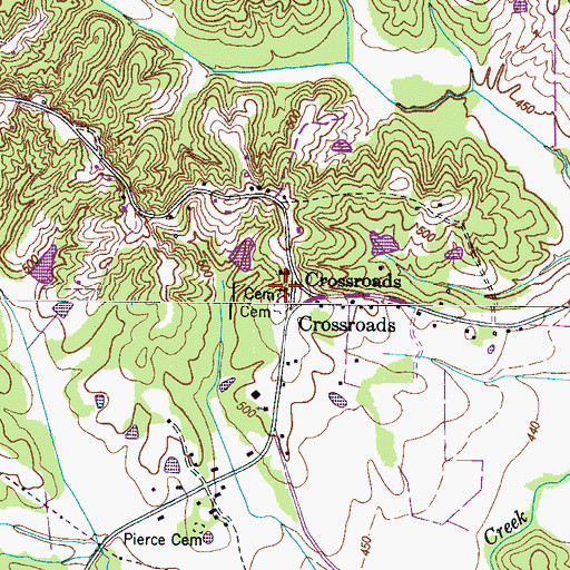 Topographic Map of Crossroads Baptist Church, TN