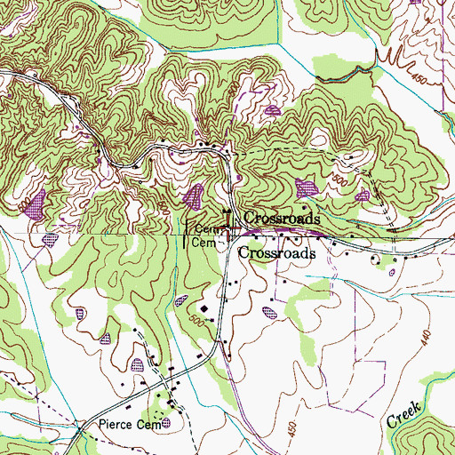 Topographic Map of Crossroads Cemetery, TN