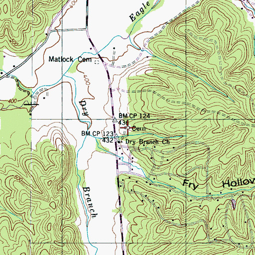 Topographic Map of Dry Branch Cemetery, TN