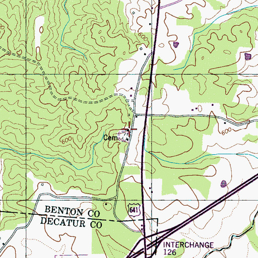Topographic Map of Flatwoods Baptist Church, TN