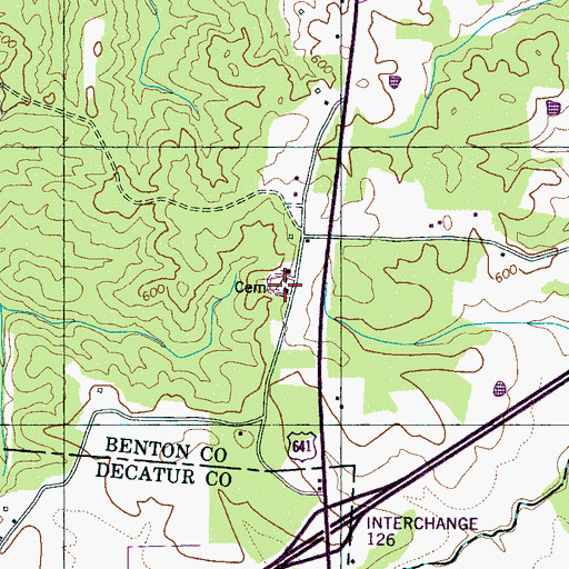 Topographic Map of Flawoods Cemetery, TN
