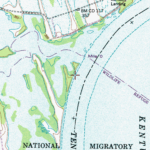 Topographic Map of Gossetts Landing, TN