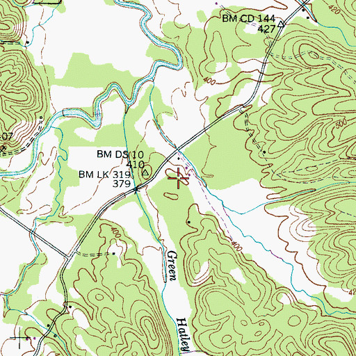 Topographic Map of Green Hill Baptist Church (historical), TN