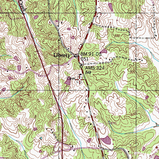 Topographic Map of Liberty Cemetery, TN