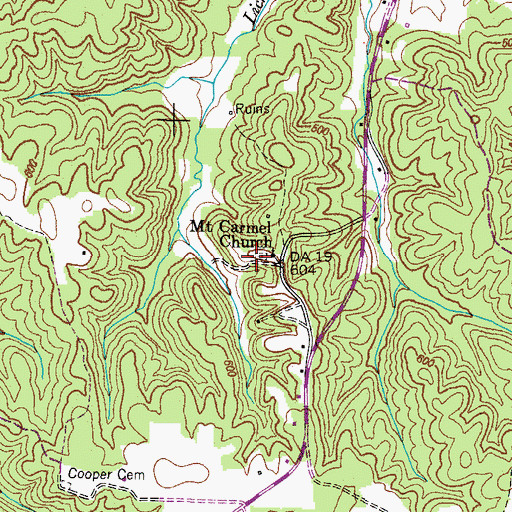 Topographic Map of Mount Carmel Cemetery, TN