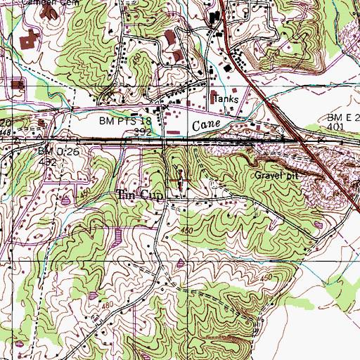 Topographic Map of Mount Lebannon Baptist Church, TN