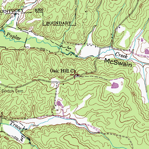 Topographic Map of Oak Hill Cemetery, TN