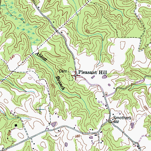 Topographic Map of Pleasant Hill Baptist Church, TN
