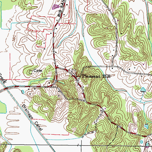Topographic Map of Pleasant Hill Methodist Church, TN