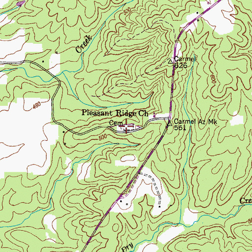 Topographic Map of Pleasant Ridge Cemetery, TN