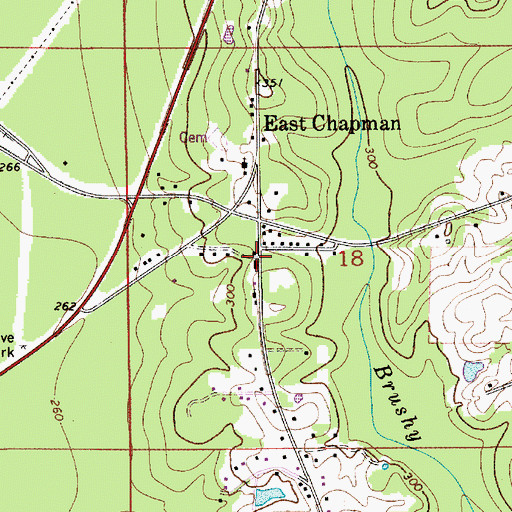 Topographic Map of East Chapman School (historical), AL