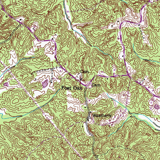 Topographic Map of Post Oak Methodist Church, TN