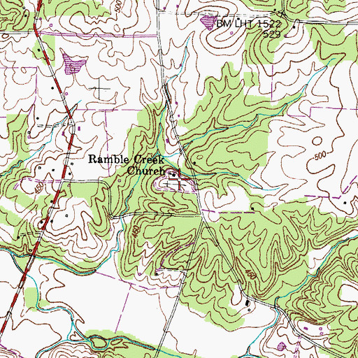 Topographic Map of Ramble Creek Cemetery, TN