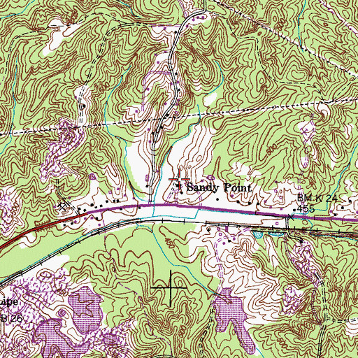 Topographic Map of Sandy Point Cemetery, TN