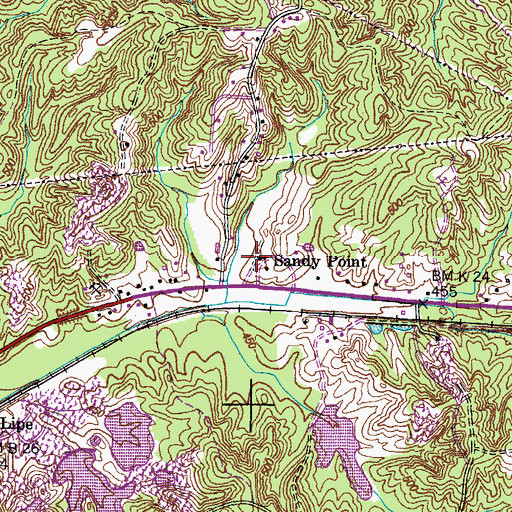 Topographic Map of Sandy Point Church, TN