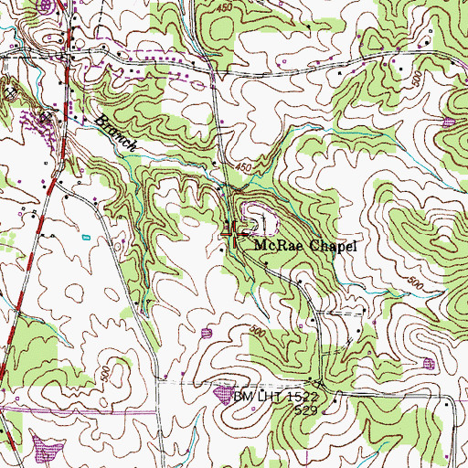 Topographic Map of Sugar Creek Campground (historical), TN