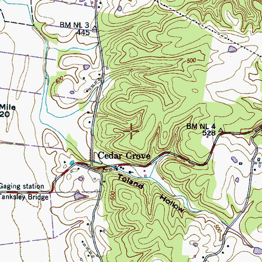 Topographic Map of Cedar Grove Baptist Church, TN