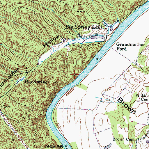 Topographic Map of Grandmothers Building, TN
