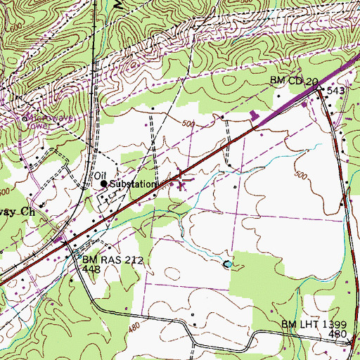 Topographic Map of Trace Creek Baptist Church, TN
