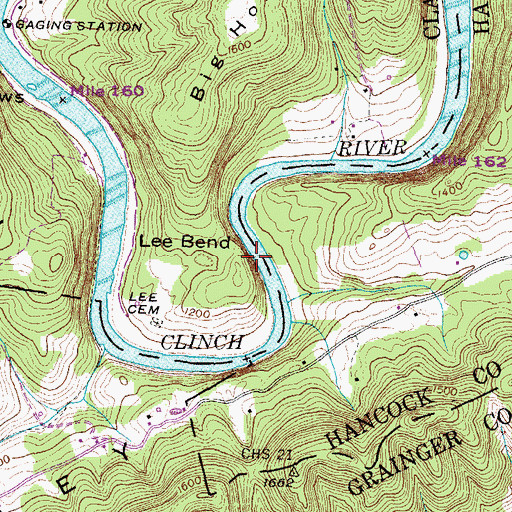 Topographic Map of Bulls Shoals, TN