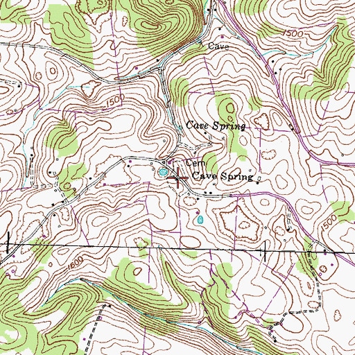 Topographic Map of Cave Springs Baptist Church, TN