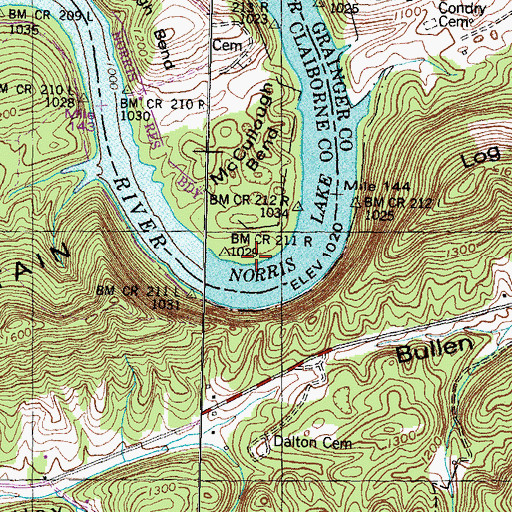 Topographic Map of Copper Ridge Point, TN