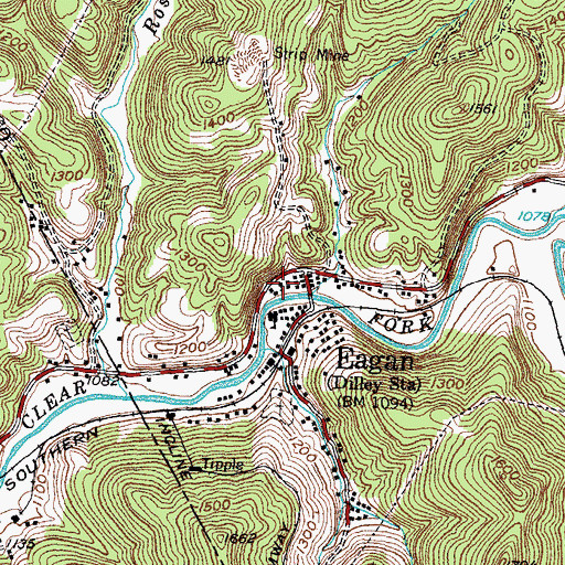 Topographic Map of Eagan Baptist Church, TN