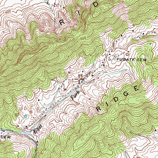 Topographic Map of Hoop Creek Baptist Church, TN