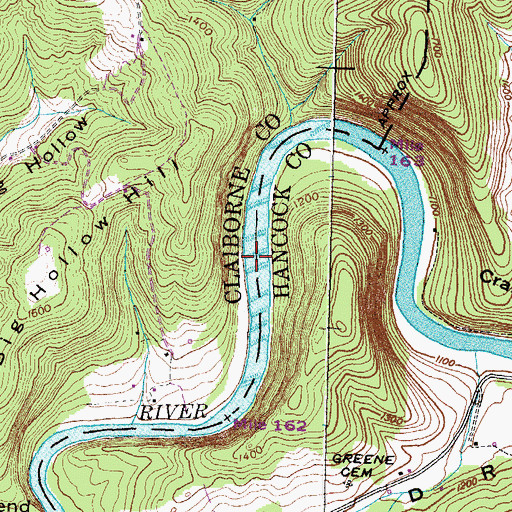 Topographic Map of Macks Shoals, TN