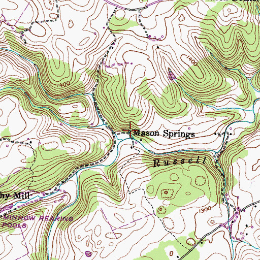 Topographic Map of Mason Springs, TN